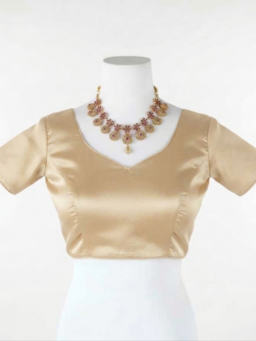 New silk blend saree / lehenga gold blouse
